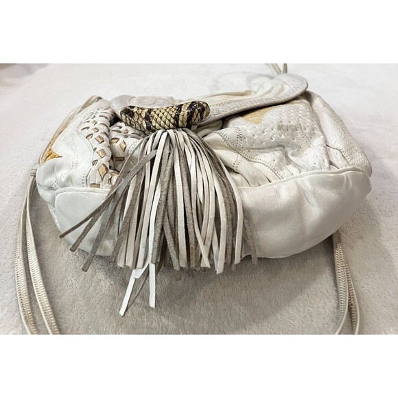 Vintage Sharif Patchwork Snake Python skin Leather Crossbody Handbag Purse - Picture 9 of 13